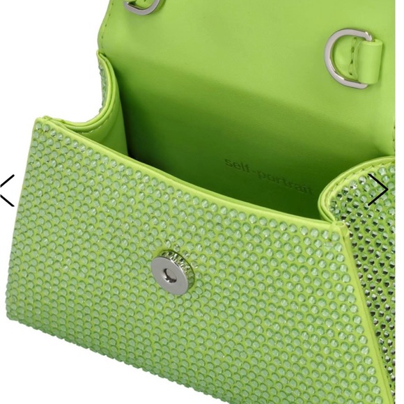 Self portrait mini lime green bow rhinestone bag - Picture 4 of 5